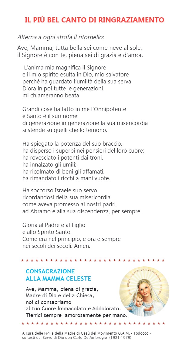 L’anima mia magnifica il Signore! Gioventù Ardente Mariana